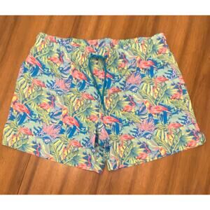 Flamingo Tropical‎ Drawstring Swim Trunks Pockets XL Resortwear Beach Pool Vacay